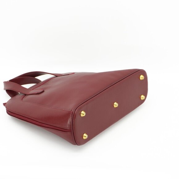 Paris France Red Leather Purse Structured Satchel Bag Top Handle Handbag - Picture 9 of 14